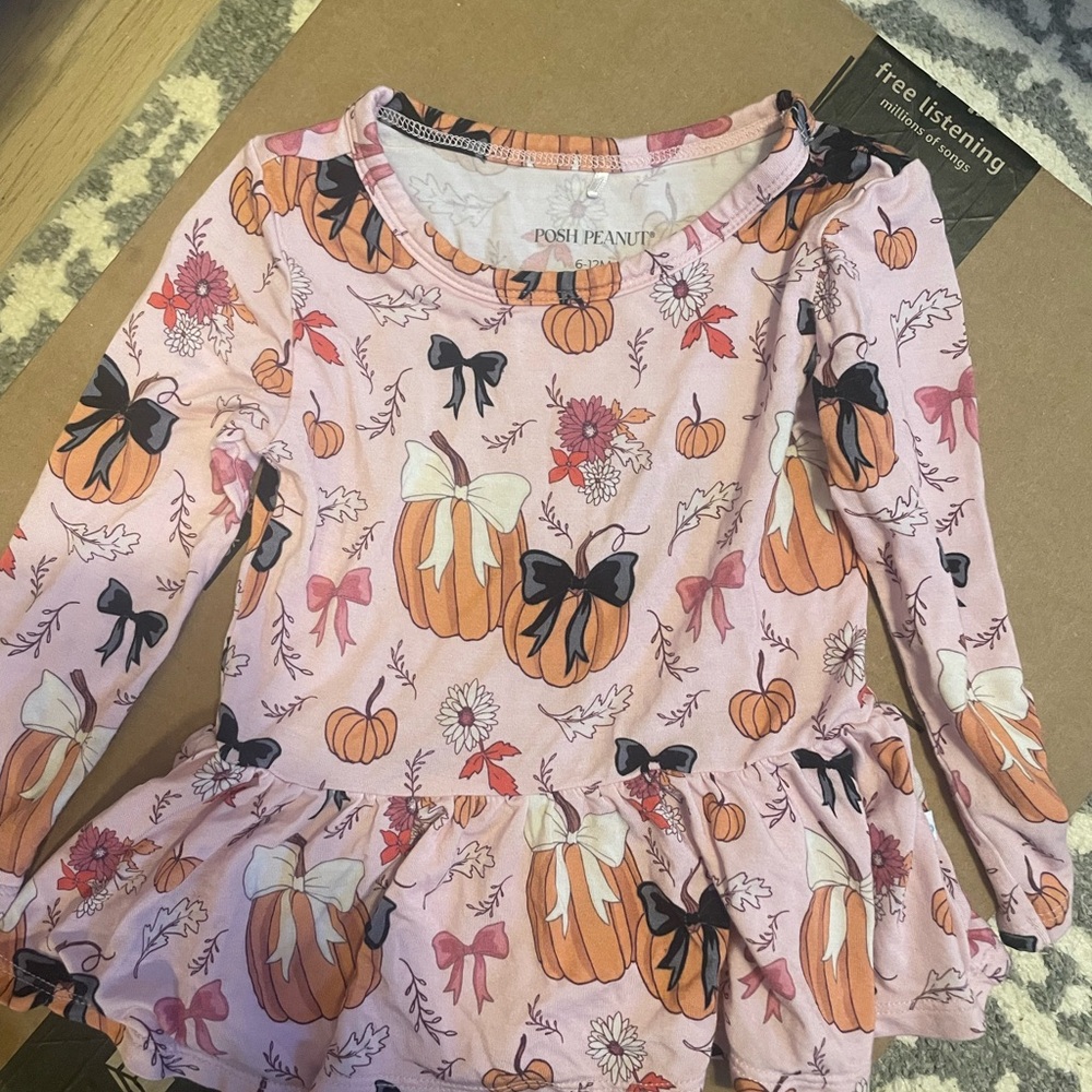 Posh Peanut Pink Pumpkin Peplum Dress
